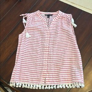 Striped Sleeveless Top with Tassels